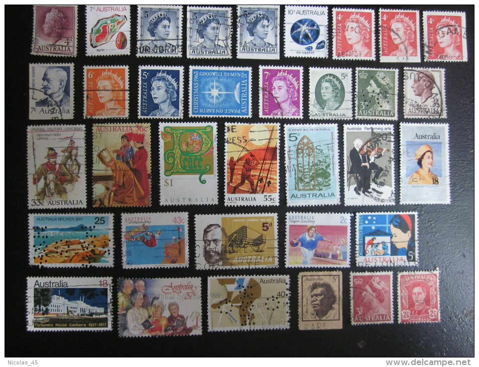 35 Timbres Australie Oblitérés Différents - Collections (sans Albums)