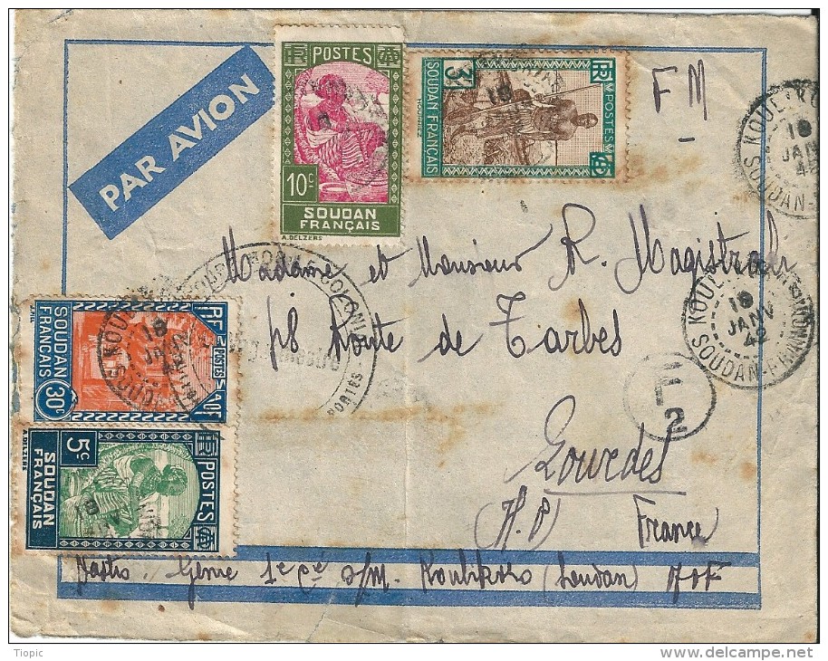 3  Enveloppes  -   Cachet  Au  Départ  Du (  SOUDAN  ) AFFRIQUE  à  Destination De LOURDES ( 65 )  F.M  Et Par Avion. - Sudan (1954-...)