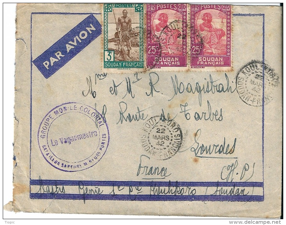 3  Enveloppes  -   Cachet  Au  Départ  Du (  SOUDAN  ) AFFRIQUE  à  Destination De LOURDES ( 65 )  F.M  Et Par Avion. - Sudan (1954-...)