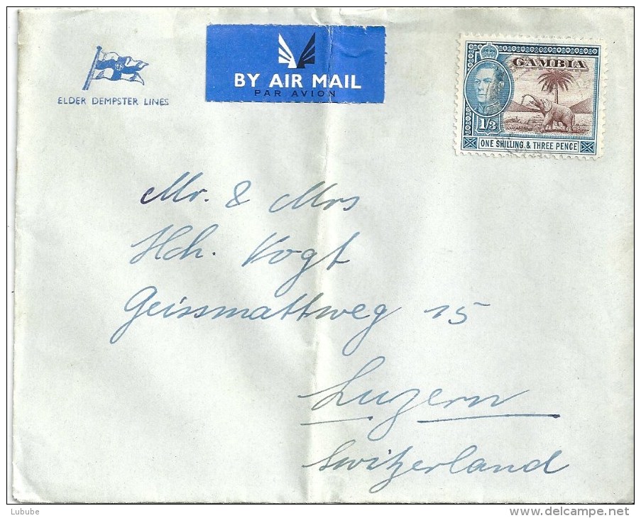Airmail Brief  Freetown - Luzern              1950 - Gambia (...-1964)