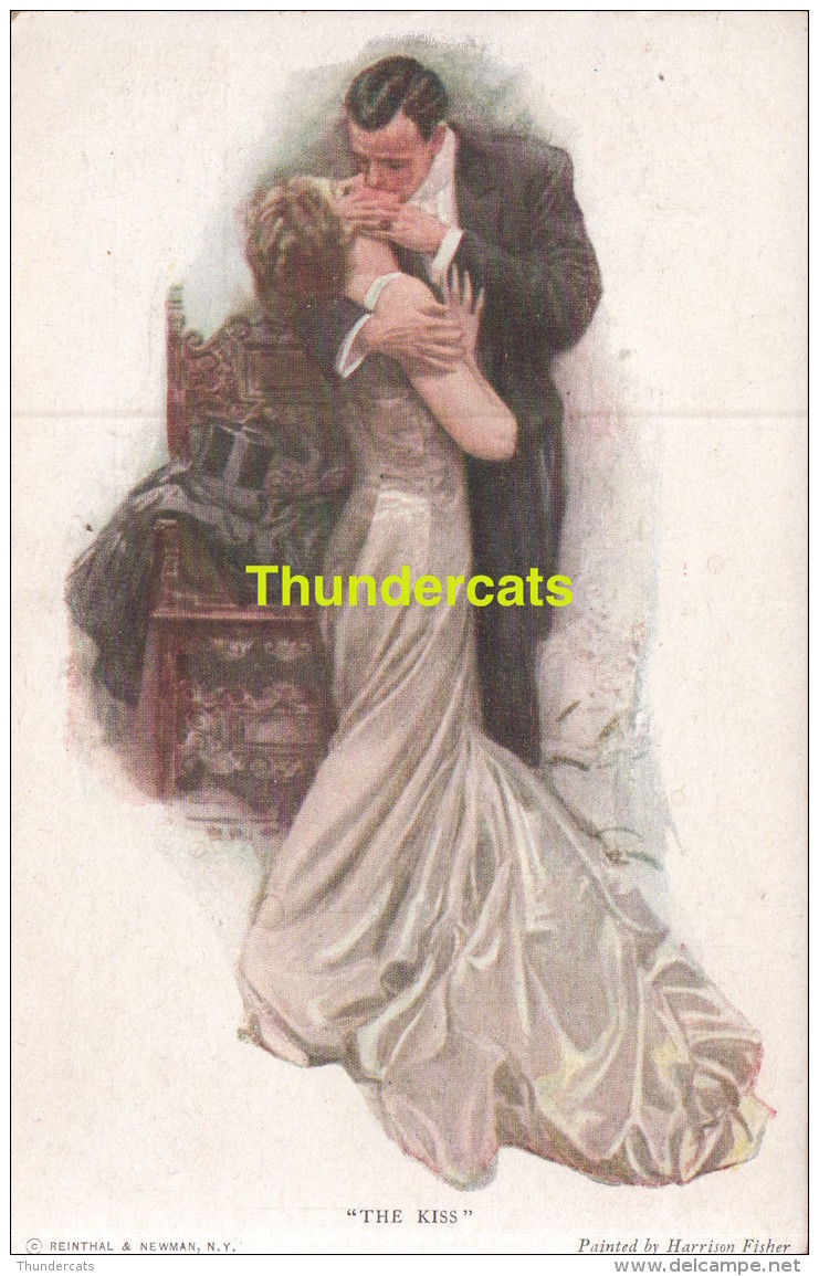 CPA ILLUSTRATEUR COUPLE HOMME FEMME HARRISON FISHER ** ARTIST SIGNED GLAMOUR CARD HARRISON FISHER THE KISS - Fisher, Harrison