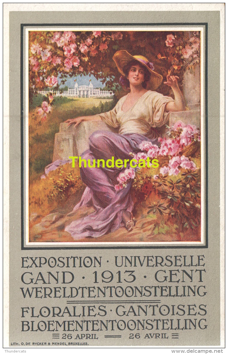 CPA EXPOSITION UNIVERSELLE GAND 1913 GENT WERELDTENTOONSTELLING LITHO DE RYCKER MENDEL BRUXELLES - Tentoonstellingen