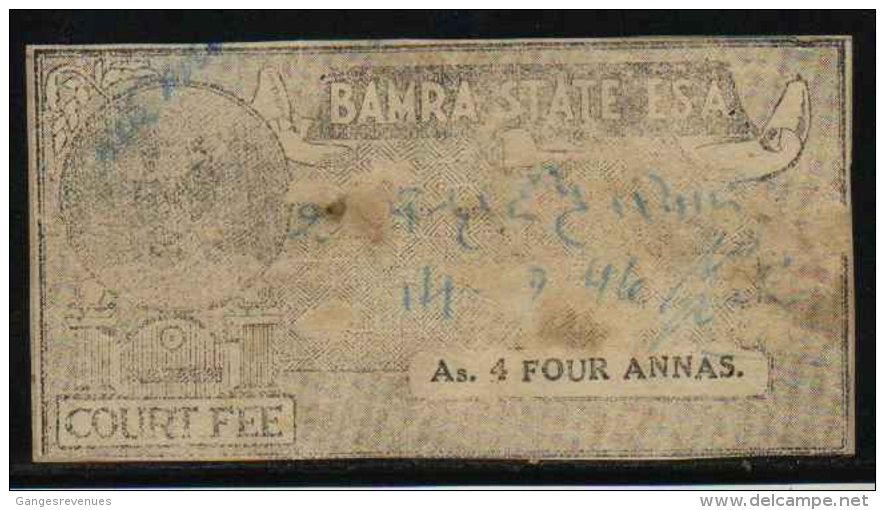 BAMRA State  4A  Court Fee Main Type 11   # 91382 Inde Indien India Fiscal Revenue India - Bamra