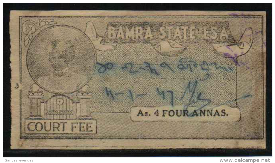 BAMRA State  4A  Court Fee Main Type 11   # 91383 Inde Indien India Fiscal Revenue India - Bamra