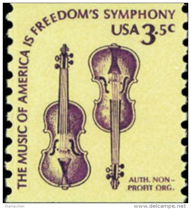 1980 USA 3.5c Americana Issues Coil Stamp Violins Sc#1813 History Violin Music Post - Roulettes