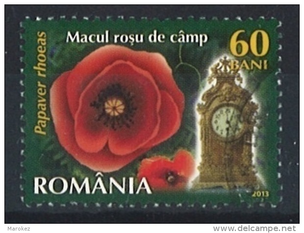 ROMANIA 2013 Flora - Clocks & Flowers; Common Poppy (Papaver Rhoeas) Postally Used MICHEL # 6672 - Used Stamps