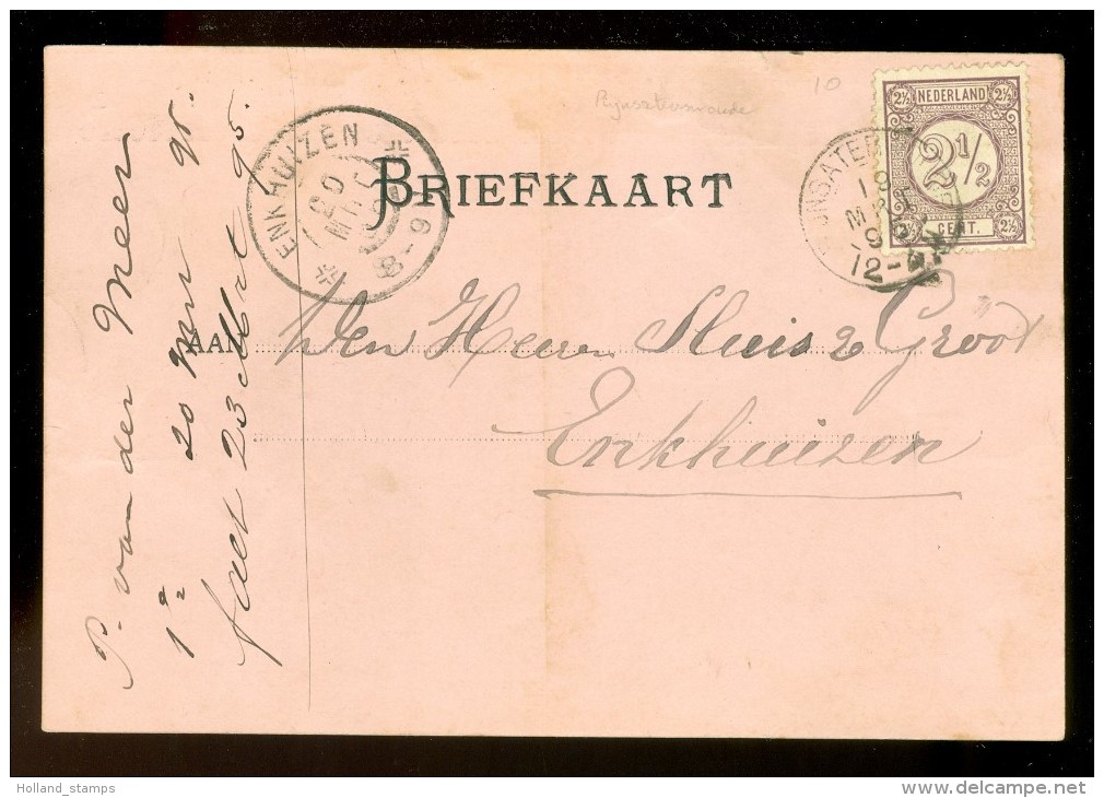 HANDGESCHREVEN BRIEFKAART Uit 1895 GELOPEN Van KLEINRONDSTEMPEL RIJNSATERWOUDE  Naar ENKHUIZEN *  NVPH 33 (10.454n) - Brieven En Documenten