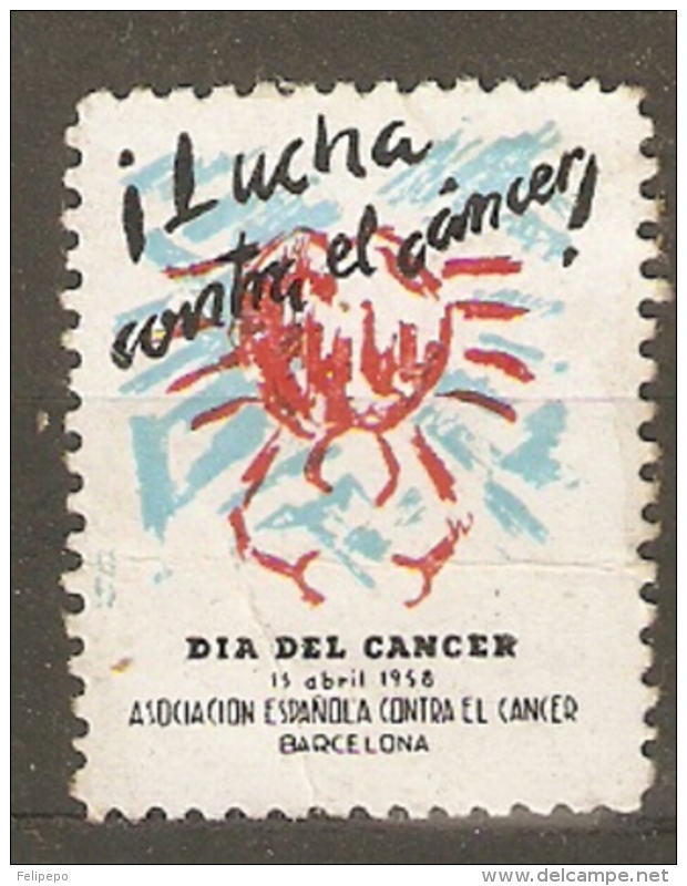 VIÑETA LUCHA CONTRA EL CANCER 1958 - Otros & Sin Clasificación