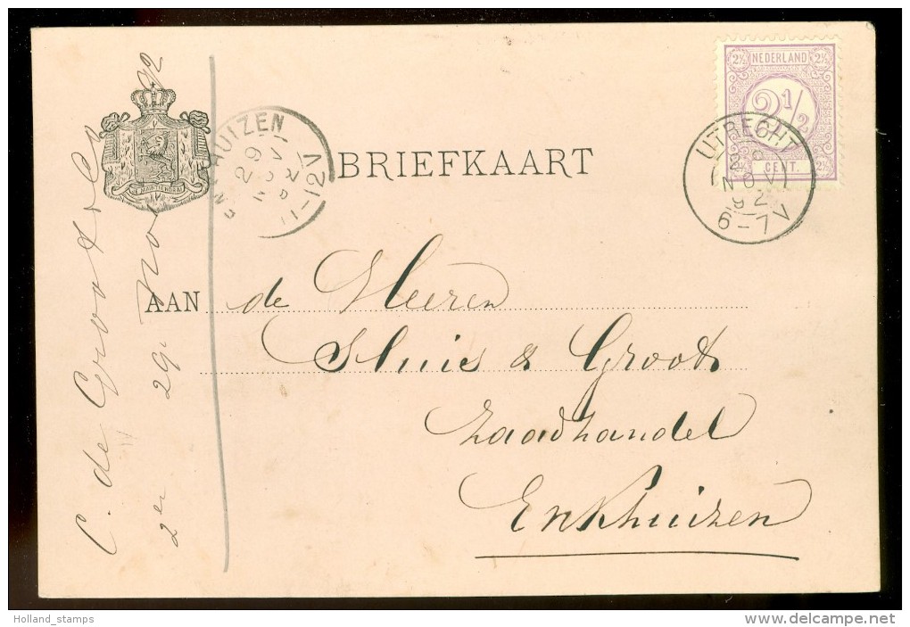 HANDGESCHREVEN BRIEFKAART Uit 1892 GELOPEN Van KLEINRONDSTEMPEL UTRECHT  Naar ENKHUIZEN *  NVPH 33 (10.454x) - Briefe U. Dokumente