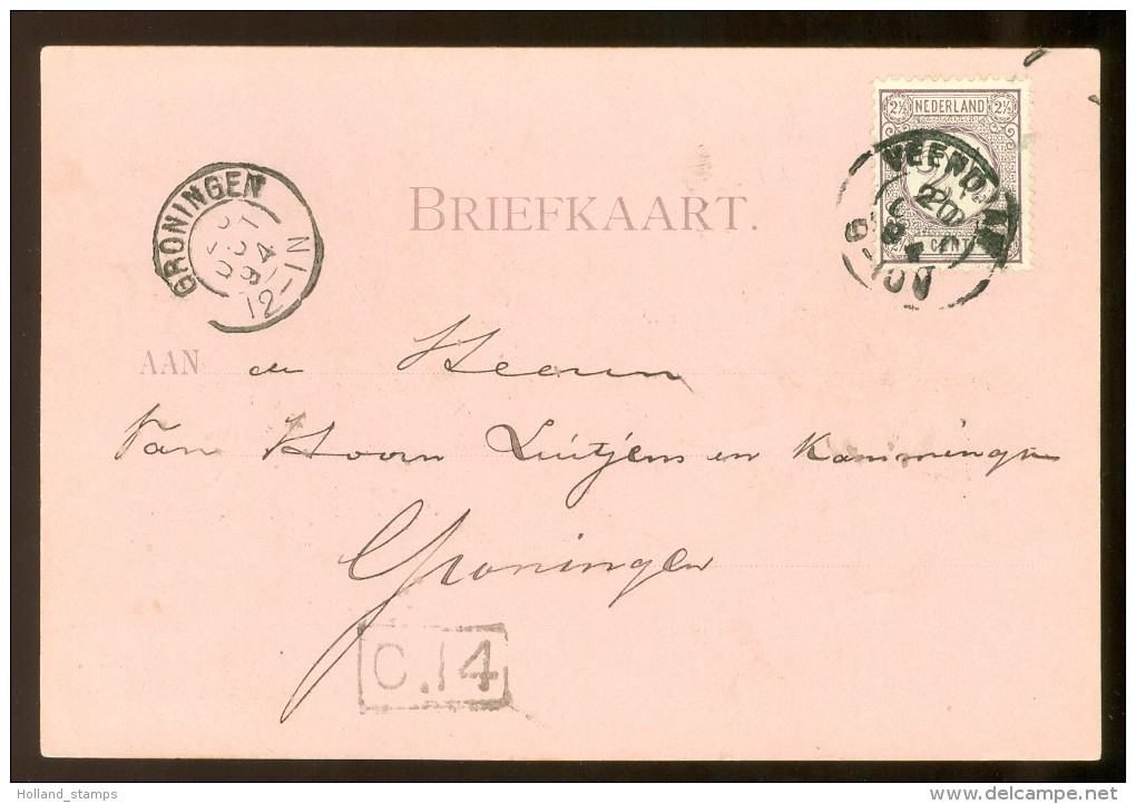 HANDGESCHREVEN BRIEFKAART Uit 1894 GELOPEN Van KLEINRONDSTEMPEL VEENDAM  Naar GRONINGEN *  NVPH 33 (10.455b) - Brieven En Documenten