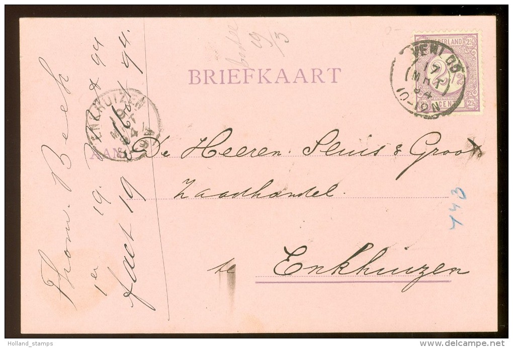 HANDGESCHREVEN BRIEFKAART Uit 1894 GELOPEN Van KLEINRONDSTEMPEL VENLOO  Naar ENKHUIZEN *  NVPH 33 (10.455d) - Brieven En Documenten