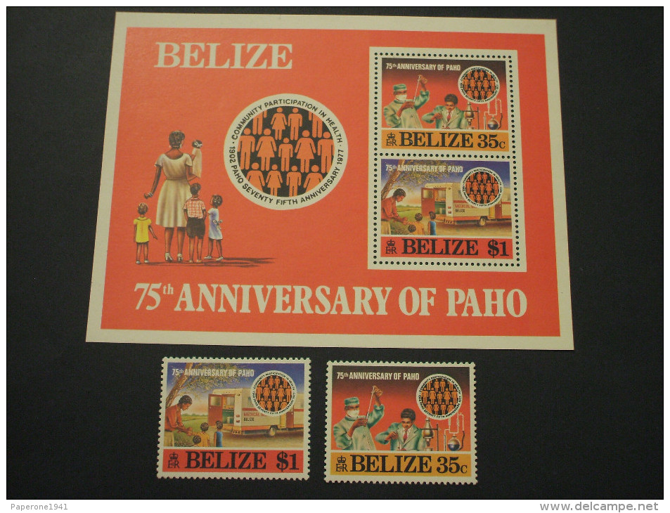 BELIZE - 1977 PAHO 2 VALORI + BF - NUOVI(++) - Belize (1973-...)