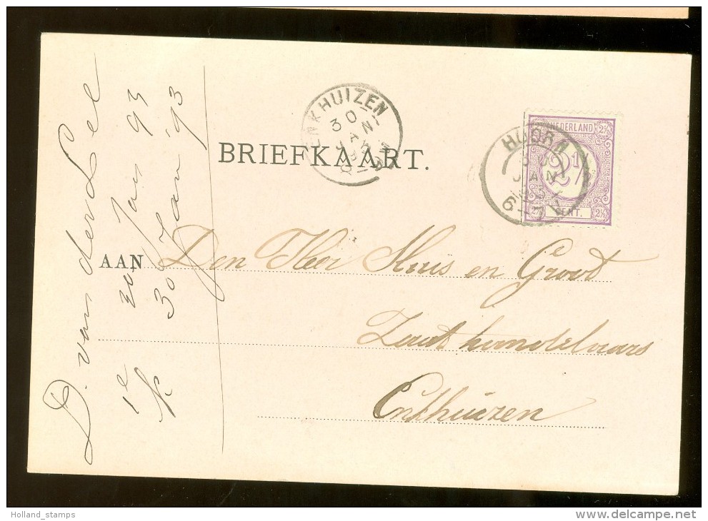 HANDGESCHREVEN BRIEFKAART Uit 1893 GELOPEN Van KLEINRONDSTEMPEL HOORN Naar ENKHUIZEN  NVPH 33 *  (10.458h) - Brieven En Documenten