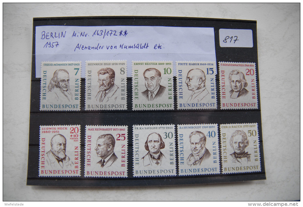 B071 - GERMANY BERLIN Michel No 163-172 ** Mint (1957) Alexander Von Humboldt Etc. - Ungebraucht