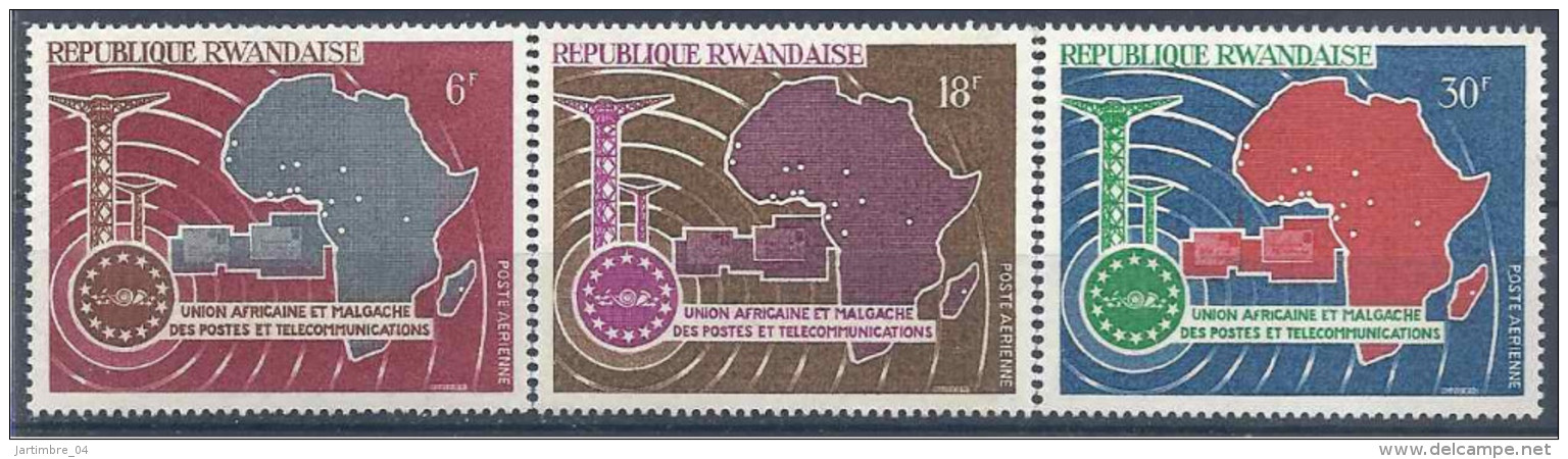 1967 RWANDA PA 1-3** Union Africaine, Telecommunications, Carte - Otros & Sin Clasificación