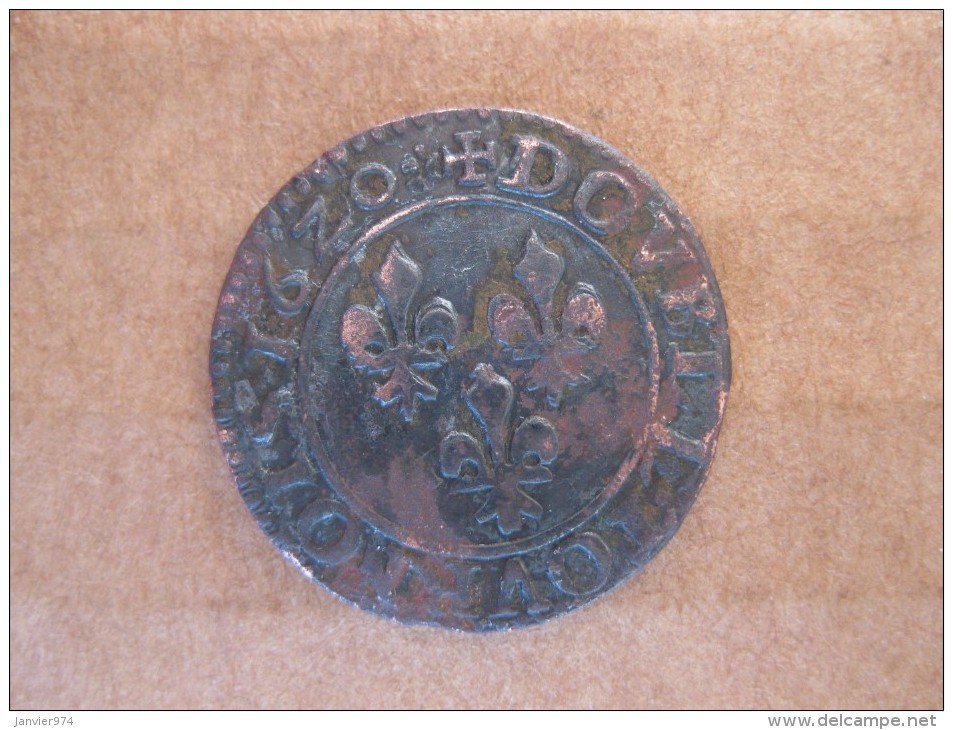 Double Tournois Juvénile 1620 R (Villeneuve) Louis XIII, Inédit - 1610-1643 Lodewijk XIII Van Frankrijk De Rechtvaardige