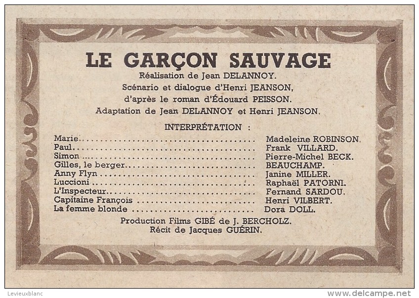 Mon Film/Périodique/"Le Garçon Sauvage"/Jean Delannoy/Gibé/Madeleine Robinson/Frank Villard/Pierre Michel Beck/1952CIN72 - Cine / Televisión