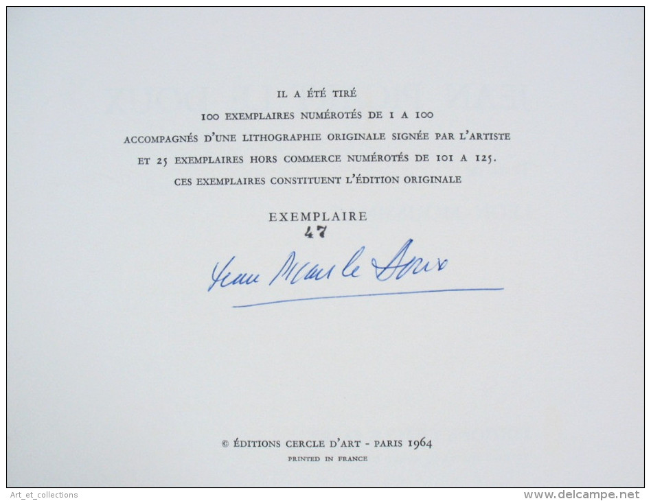 Jean PICART Le DOUX / Léon Moussinac / Éditions Cercle D'Art 1964 / Exemplaire Signé Par Le DOUX Et Numéroté 47 - Art