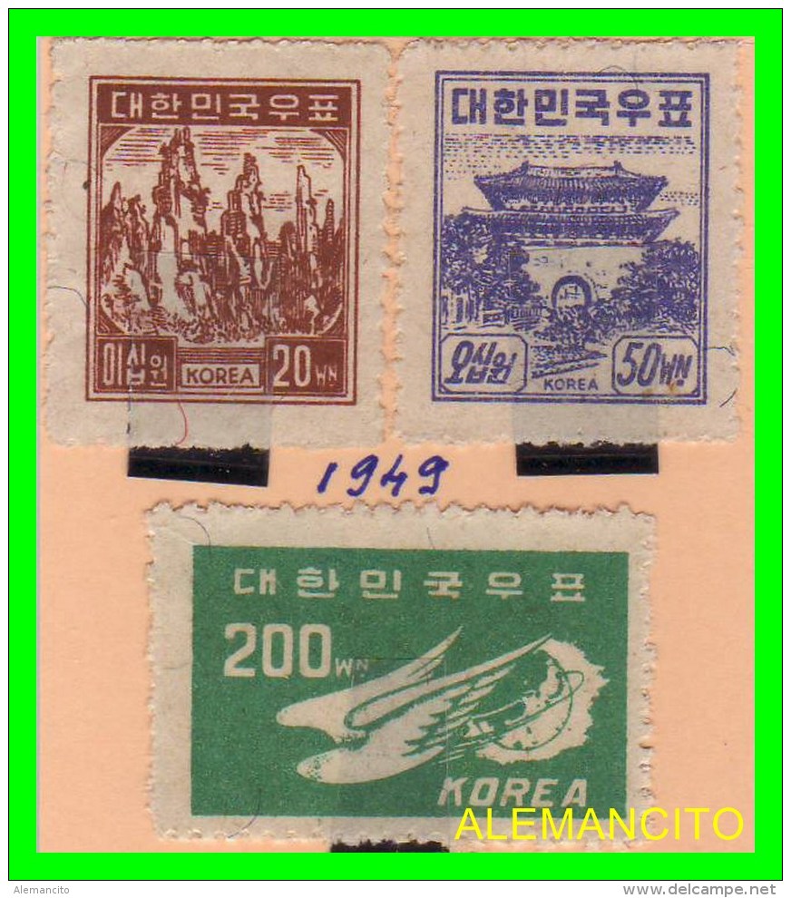 KOREA   - 3 SELLOS NUEVOS DEL  AÑO 1949 - Korea (...-1945)