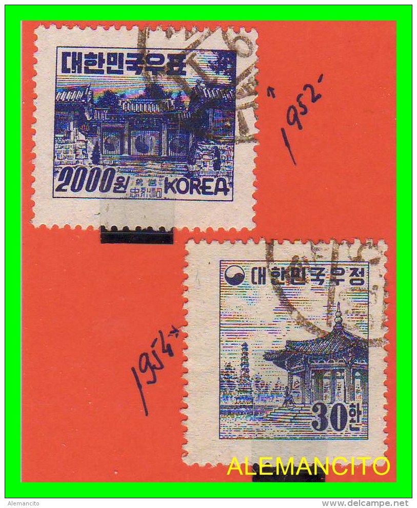 KOREA   - 2 SELLOS  DEL  AÑO 1952-54 - Corea (...-1945)