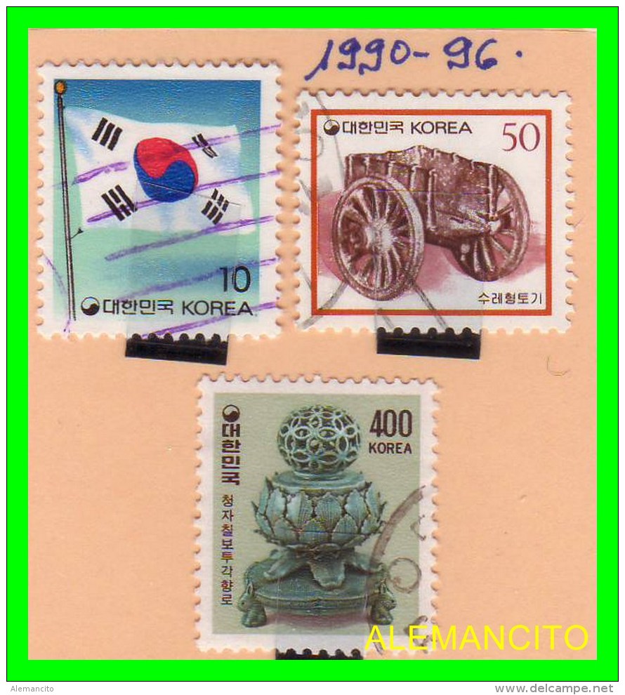 KOREA   -   3  SELLOS  DEL  AÑO 1990-96 - Korea (...-1945)