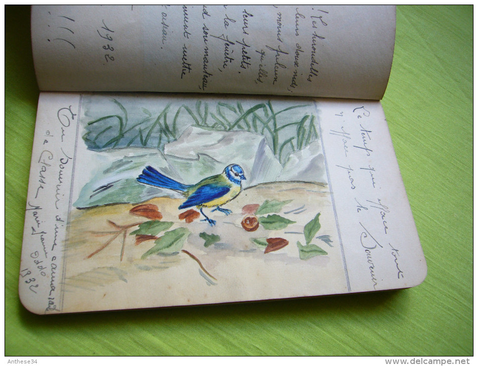 superbe carnet de croquis dessins poèmes & citations + dédicaces appartenant à Odette Bolled de Nice années 30