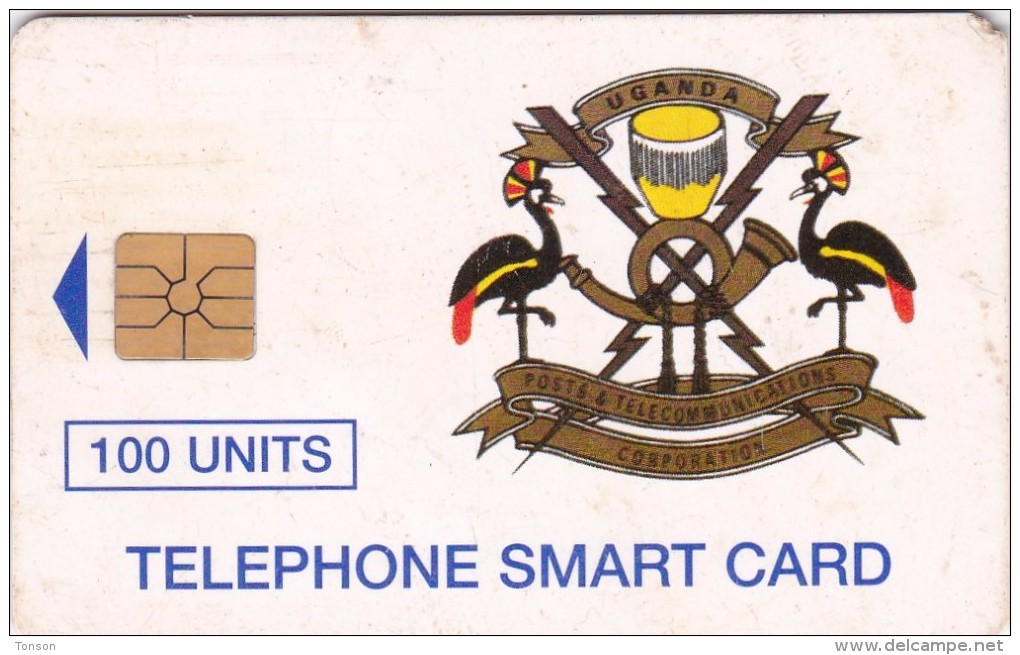 Uganda, UGA-18, 100 Units, Telecom Logo, 2 Scans . - Ouganda