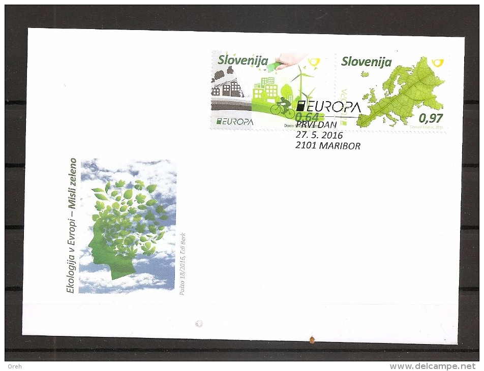 SLOVENIA 2016,NEW STAMPS 27.05, EUROPA CEPT,THINK GREEN,FDC - 2016