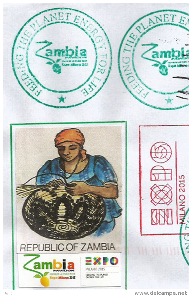 ZAMBIA. UNIVERSAL EXPO MILANO 2015. Letter From The Pavilion Of Zambia,with Official Stamp EXPO MILANO - 2015 – Milán (Italia)