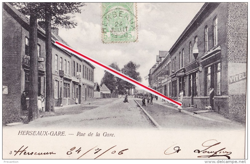 HERSEAUX-GARE - Rue De La Gare - Superbe Carte Circulée En 1906 - Mouscron - Moeskroen