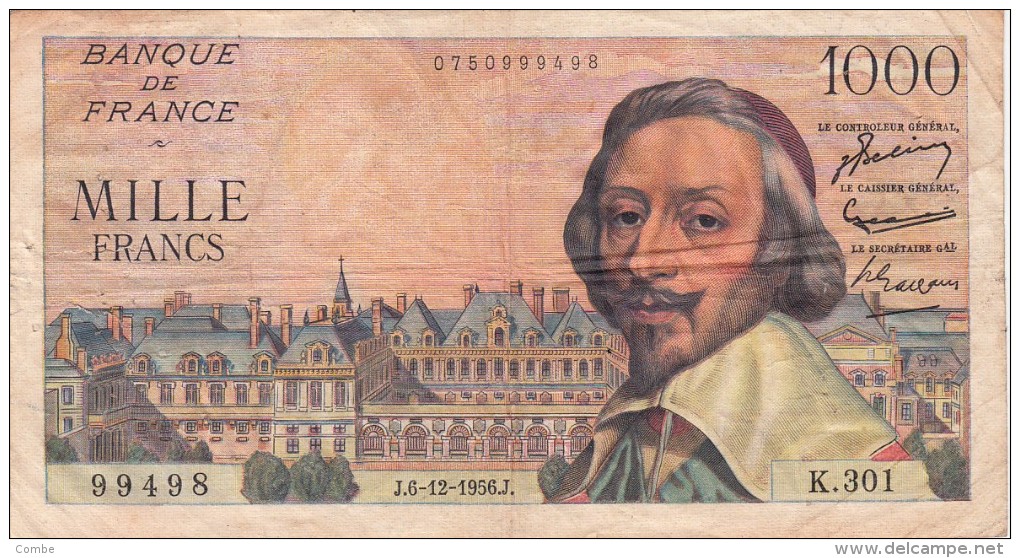 1000 Francs RICHELIEU Du 6.12.56.K.301, Qualité TTB /505 - 1 000 F 1953-1957 ''Richelieu''