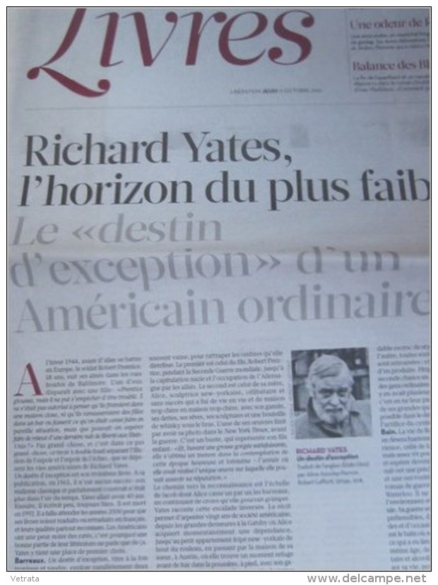 Libération Supplément Livres 17/10/13 : Richard Yates, Destin D'exception / J.J.Pauvert, Sade Vivant - Zeitungen - Vor 1800