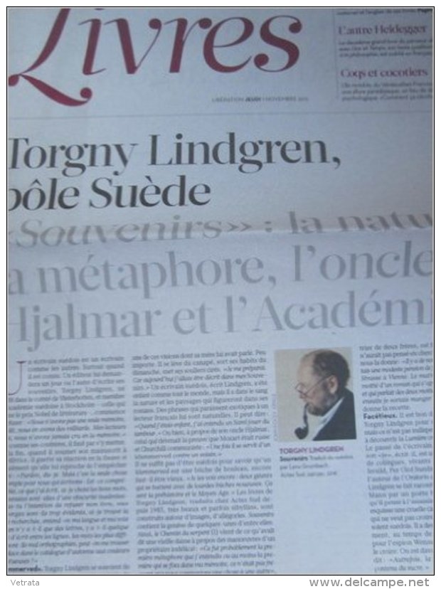 Libération Supplément Livres 17/11/13 : Torgny Lindgren, Souvenirs / Junot Diaz, Guide Du Loser Amoureux - Zeitungen - Vor 1800