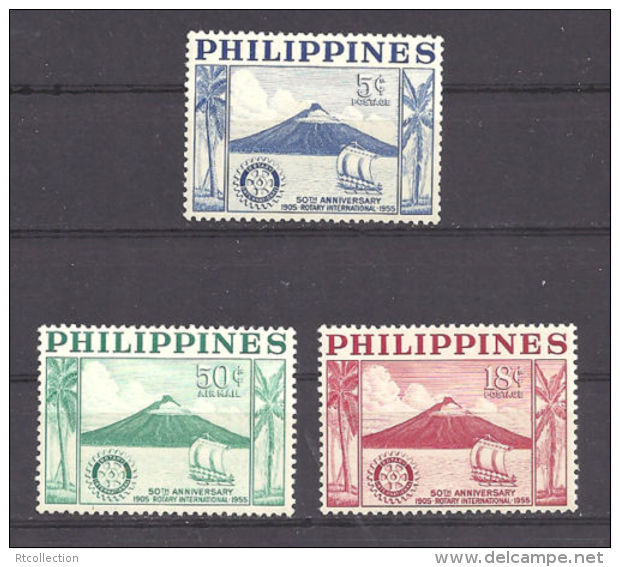 Philippines 1955 50th Anniversary International Rotary Mountain Ships Ship Sea Celebrations Stamps MNH Yvert 430-431 - Other & Unclassified