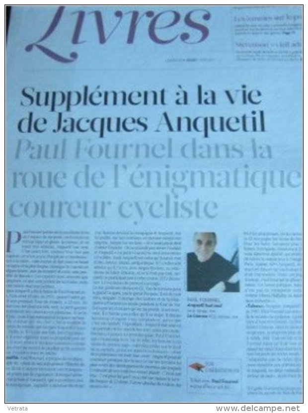 Supplément Livres De Libération Du 07/06/12 : Anquetil/Fournel - Valérie Boulain - Stevenson - Journaux Anciens - Avant 1800
