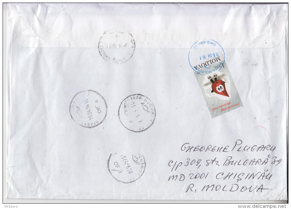 MOLDOVA : EUROPA THINK GREEN 4 Set On Big Circulated Cover To ROMANIA - Envoi Enregistre! Registered Shipping! - 2016