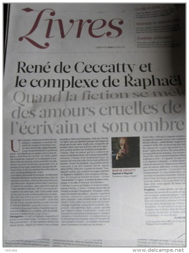 Liberation Supplément Livres Du 29/03/2012 : René De Ceccatty, Raphaël & Raphaël - Mandelstam - Newspapers - Before 1800