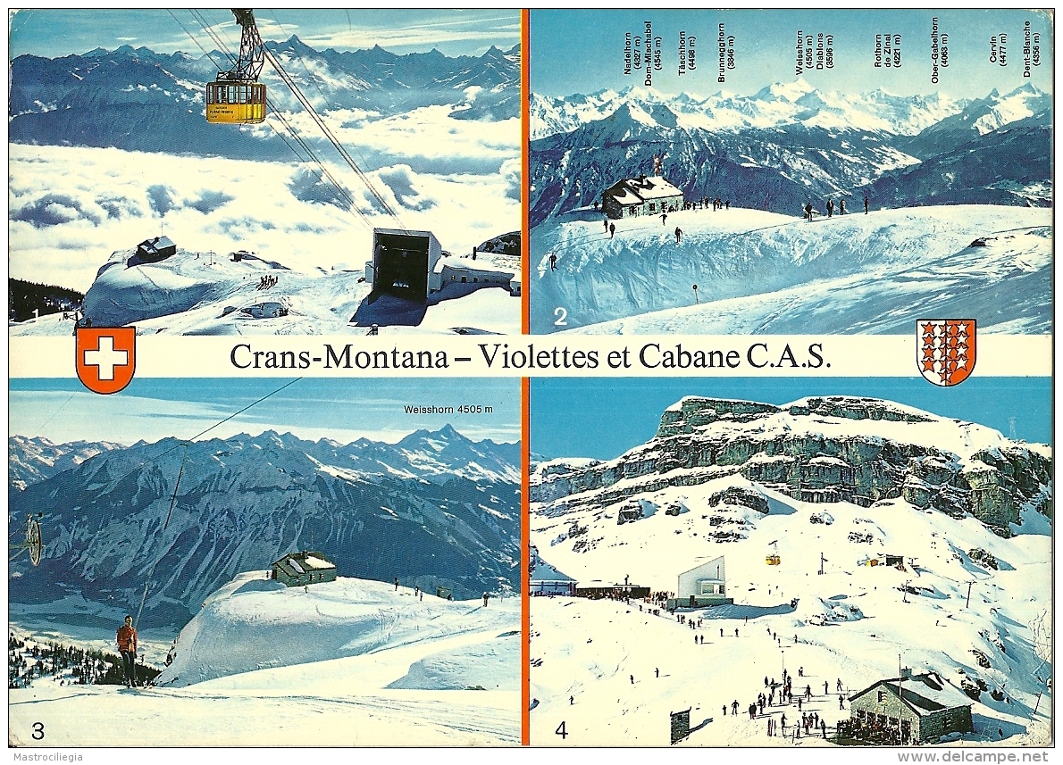 SVIZZERA  SUISSE  VS  CRANS-MONTANA  Violettes Et Cabane  C.A.S. Champs De Ski - Crans-Montana