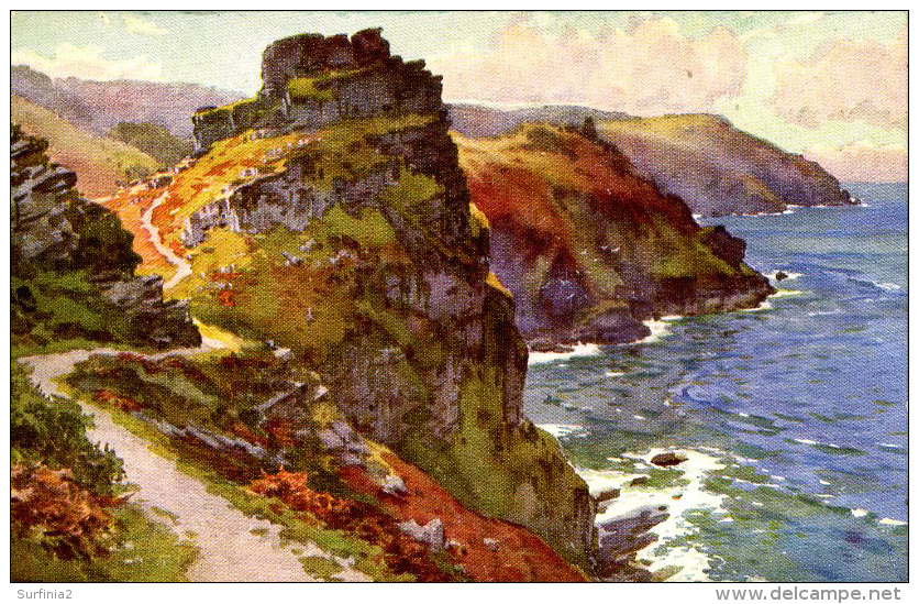 MISCELLANEOUS ART - LYNMOUTH, CASTLE ROCK - E W HASLEHUST Art 114 - Lynmouth & Lynton