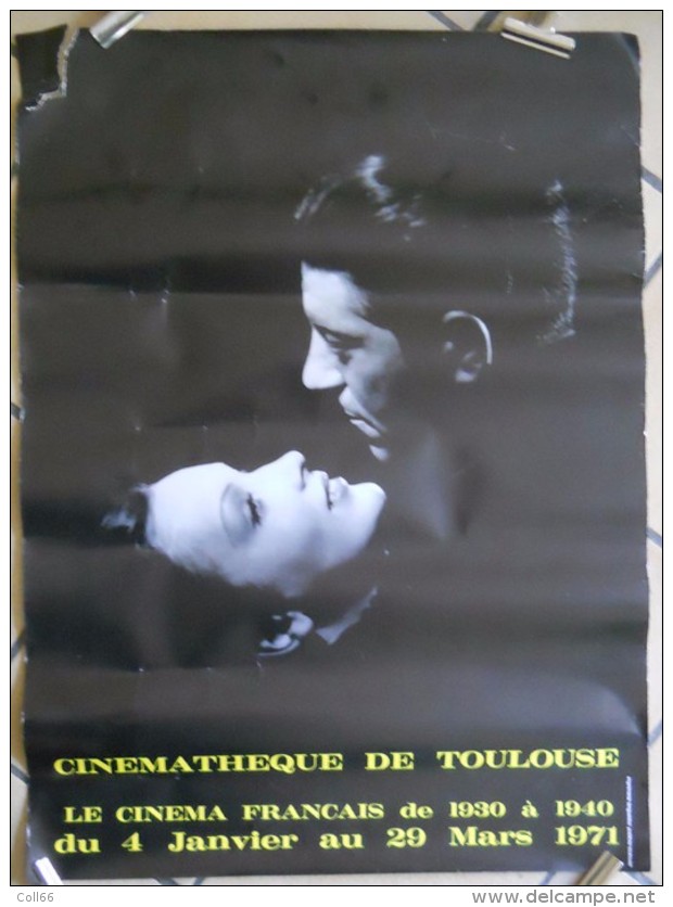 1971 Affiche Cinéma  Cinémathèque De Toulouse Jean Gabin Et Arletty Imprimerie Languedoc Publicité Toulouse 60x44cm Etat - Affiches