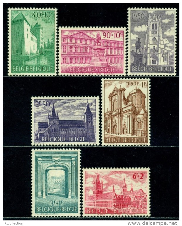 Belgium 1962 Royal Library Church Architecture Abbeys Castle Hall Monuments Stamps MNH SC B705-B711 Michel 1265-1271 - Abbeys & Monasteries