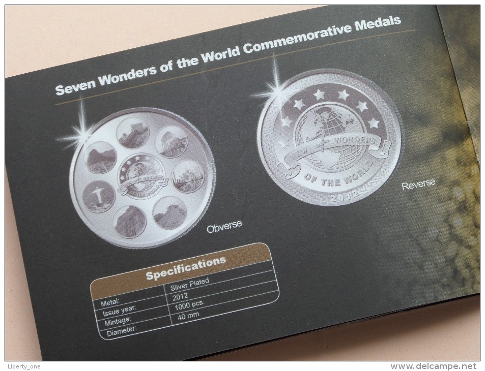 NEW SEVEN WONDERS of the WORLD : 7 Coins Gold Plated / Edition 2012 = Mintage 1000 pcs. ( please see photo ) !