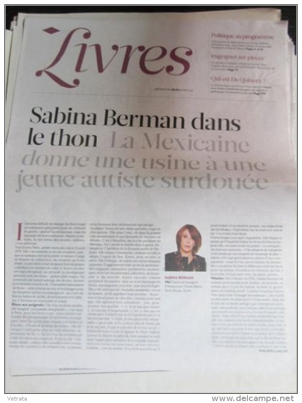 Liberation Supplément Livres Du 05/05/11 : Sabina Berman, Moi / Entretiens Gleize-Heidsieck-Daoud - Journaux Anciens - Avant 1800