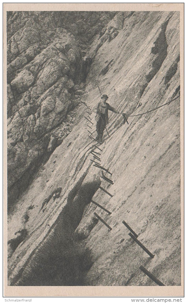 AK Zugspitze Zugspitzbesteigung Höllental Am Brett Klettersteig Klettern Knorrhütte Stempel Bei Hammersbach Grainau - Zugspitze