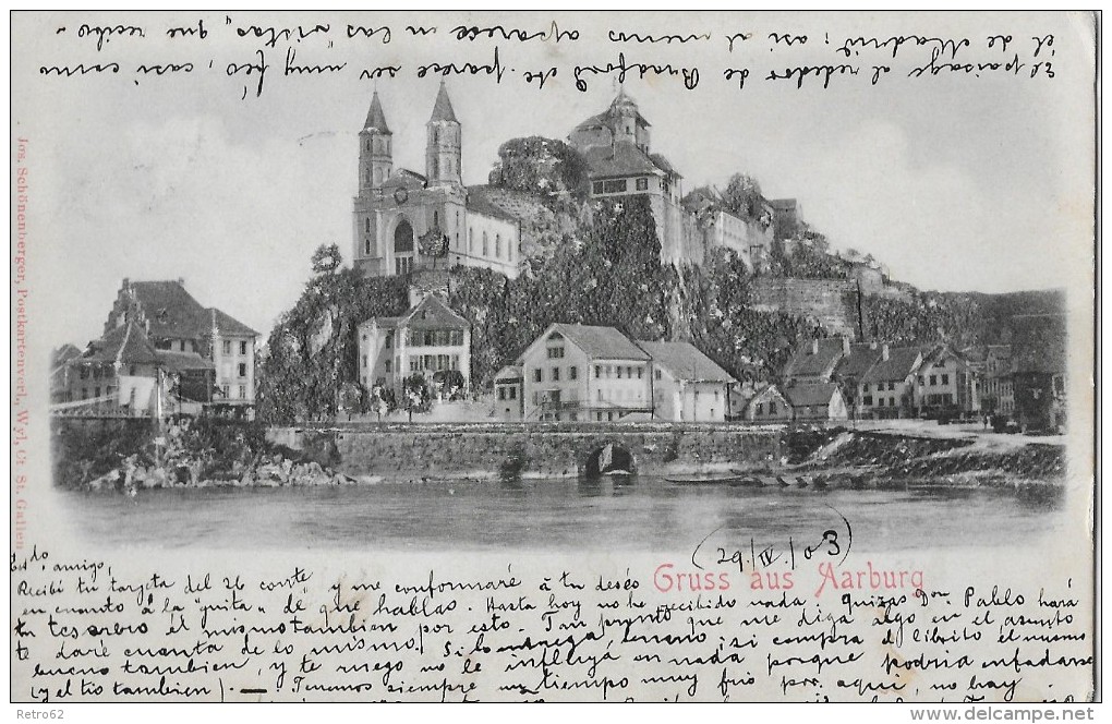 GRUSS AUS AARBURG &#8594; Präge Litho-Karte Anno 1903 - Aarburg