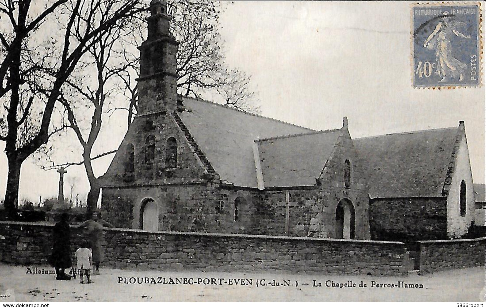 CARTE POSTALE ORIGINALE ANCIENNE : PLOUBAZANEC EVEN  LA CHAPELLE DE PERROS HAMON  ANIMEE  COTES D'ARMOR (22) - Ploubazlanec