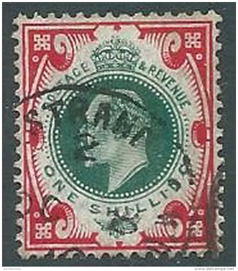 1902 GRAN BRETAGNA USATO EFFIGIE EDOARDO VII 1 S - U3-5 - Usati