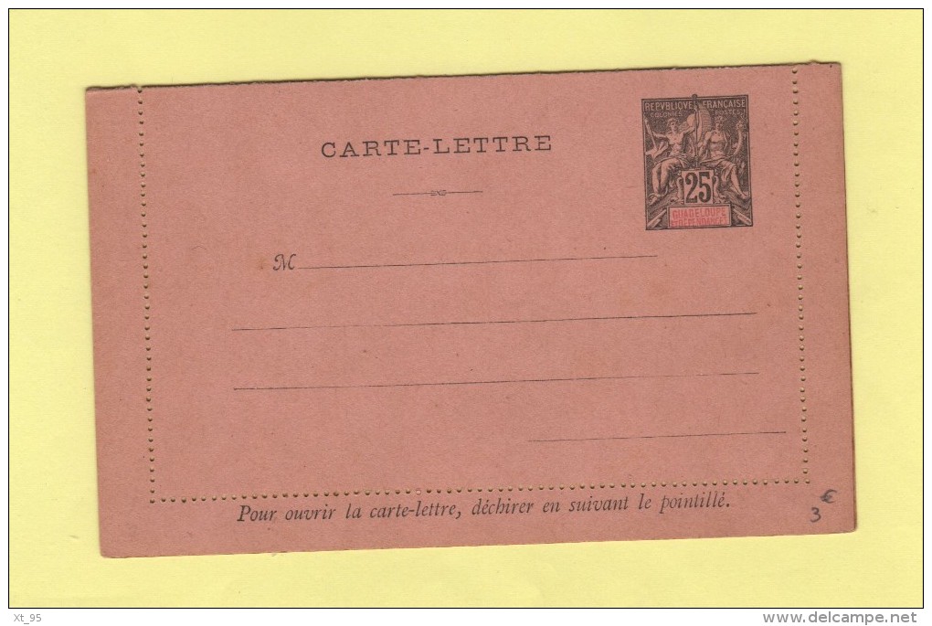 Guadeloupe - Entier Postal - Carte Lettre (collee) - 25c - Autres & Non Classés