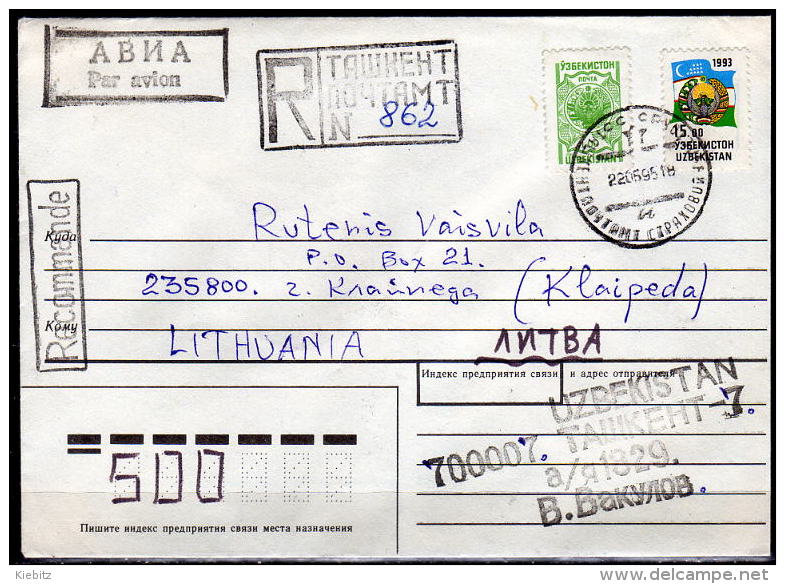 USBEKISTAN 1995 - Rekobrief Taskent Nach Litauen - Usbekistan