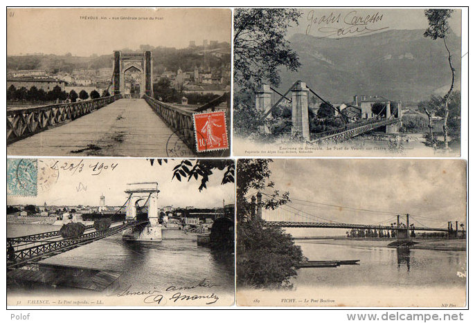 PONTS Suspendus - 4 CPA - VALENCE - TREVOUX - VICHY - VEUREY  (87937) - Bridges
